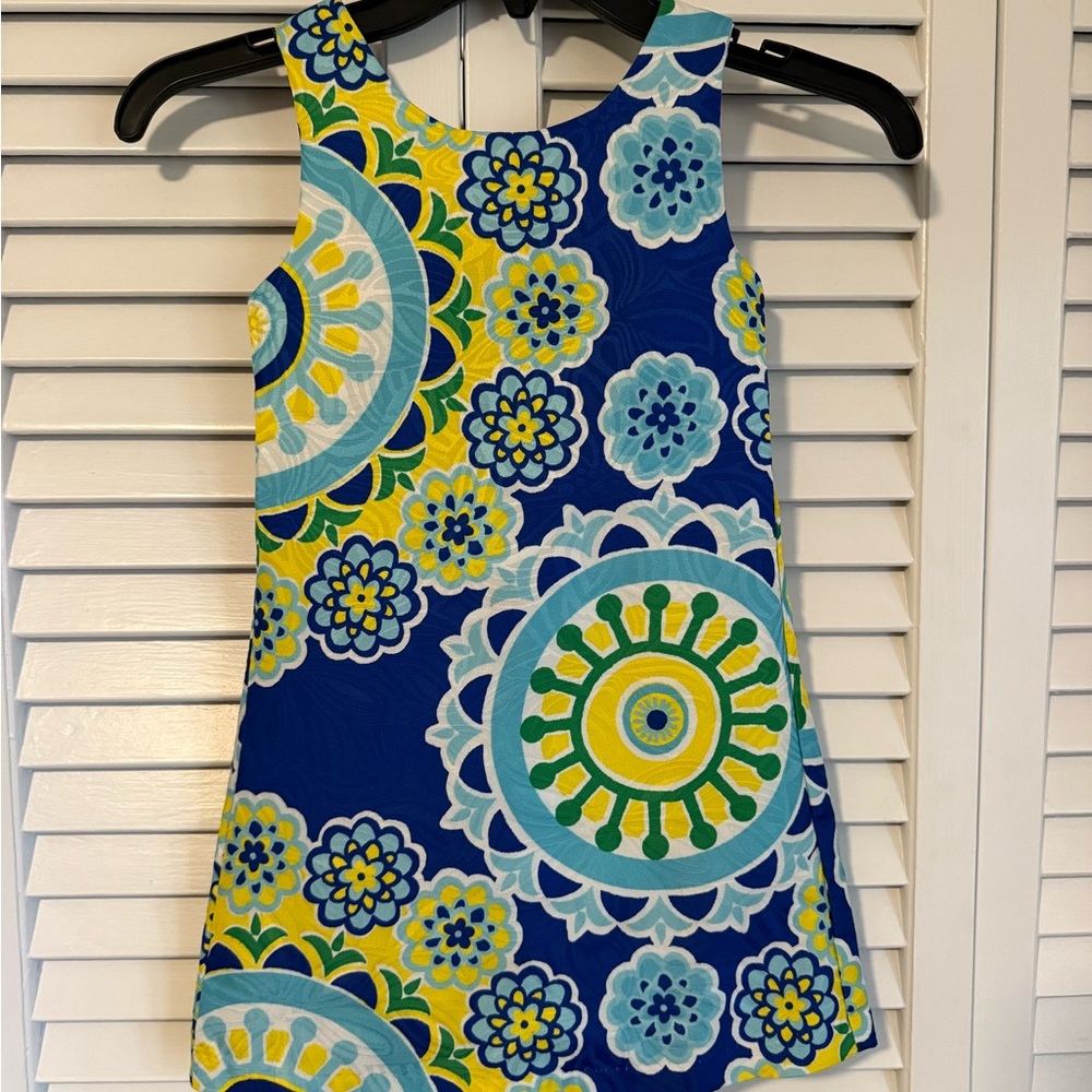 Rare Editions Blue and Yellow Floral Kids Dress
